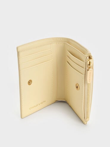 Apolline Textured Top-Zip Wallet, Butter Yellow, hi-res
