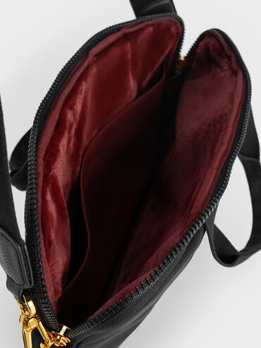 Textured Laptop Bag, Black, hi-res