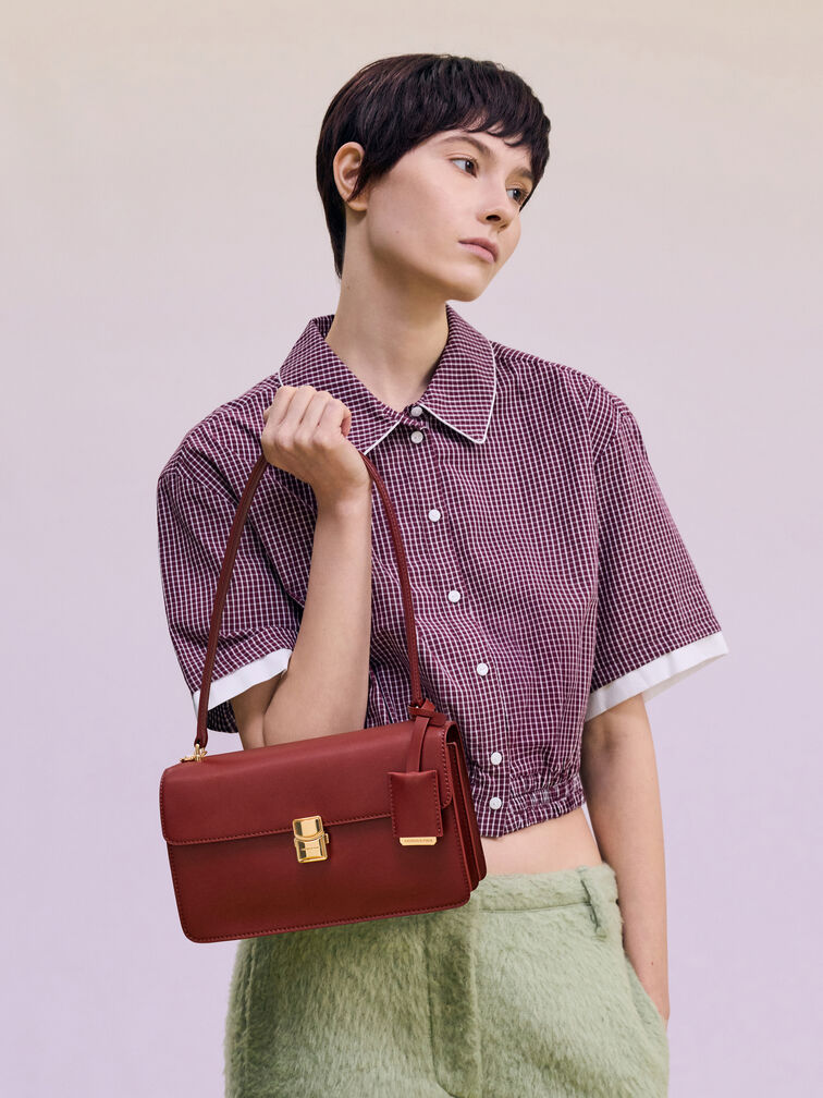 Acelynn Rope-Chain Shoulder Bag, Burgundy, hi-res