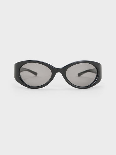 Eden Oval Sports Sunglasses, Black, hi-res