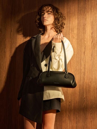 Nelly Elongated Shoulder Bag, Noir, hi-res