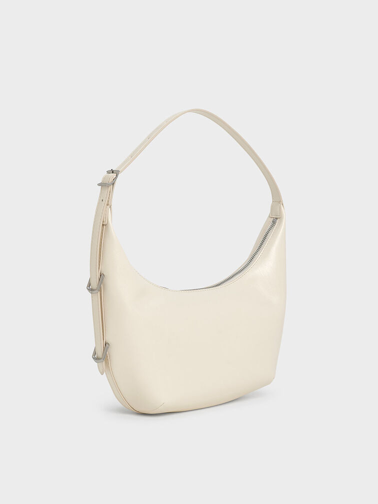 Bryna Curved Hobo Bag, Cream, hi-res