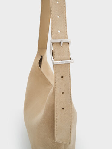 Larsen Buckle-Strap Hobo Bag, Nutmeg Beige, hi-res