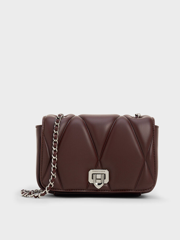 Arwen Quilted Shoulder Bag, Plum, hi-res