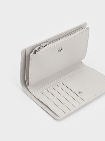 Top Zip Short Wallet, Light Grey, hi-res