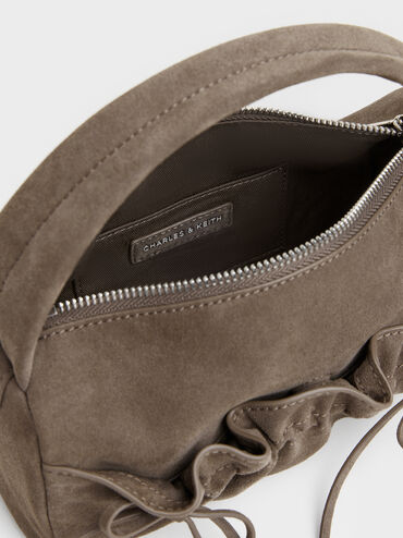 Reese Ruched Bow Top Handle Bag, Stone Grey, hi-res