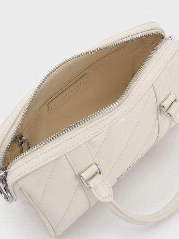 Philomena Panelled Chain-Handle Bowling Bag, Cream, hi-res
