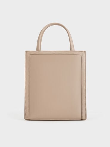 Double Handle Tote Bag, Taupe, hi-res