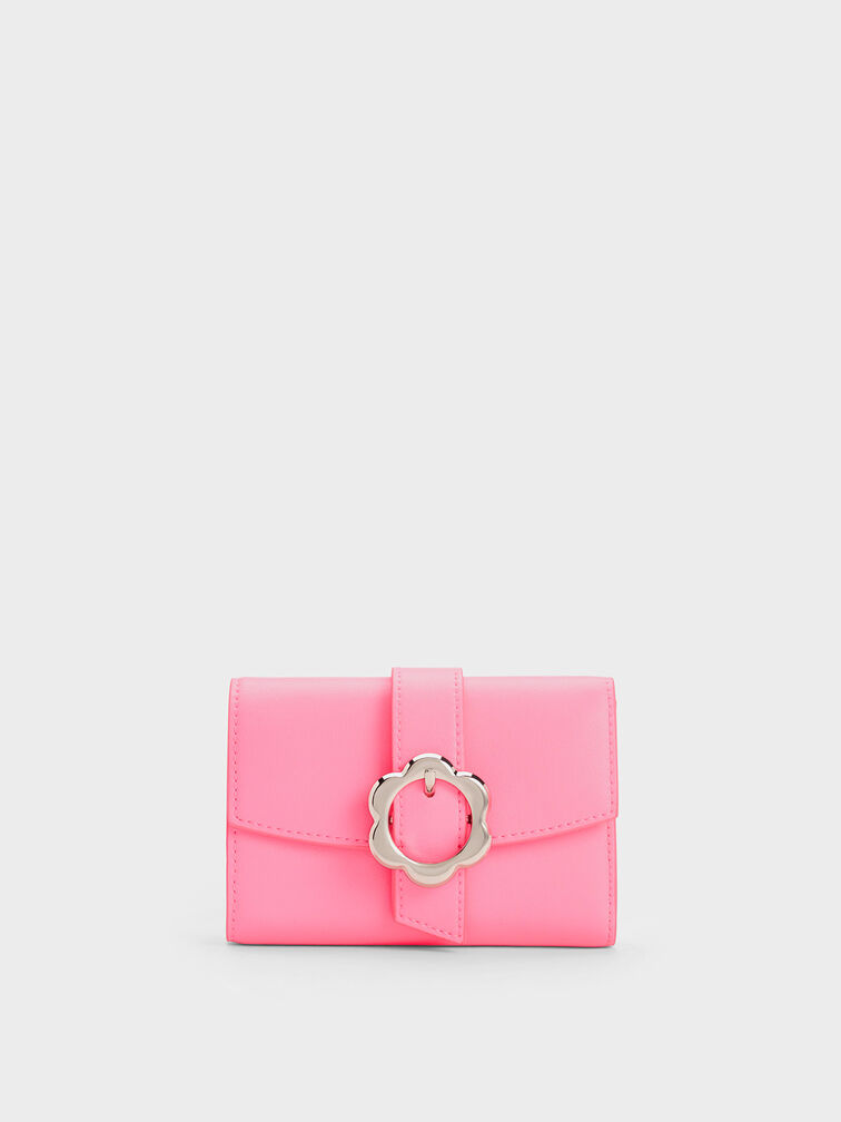 Petra Flower Buckle Wallet, Pink, hi-res