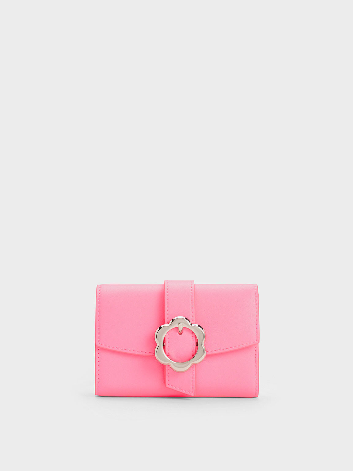 Petra Flower Buckle Wallet, Pink, hi-res