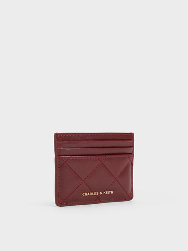 Janie Quilted Card Holder, Burgundy, hi-res
