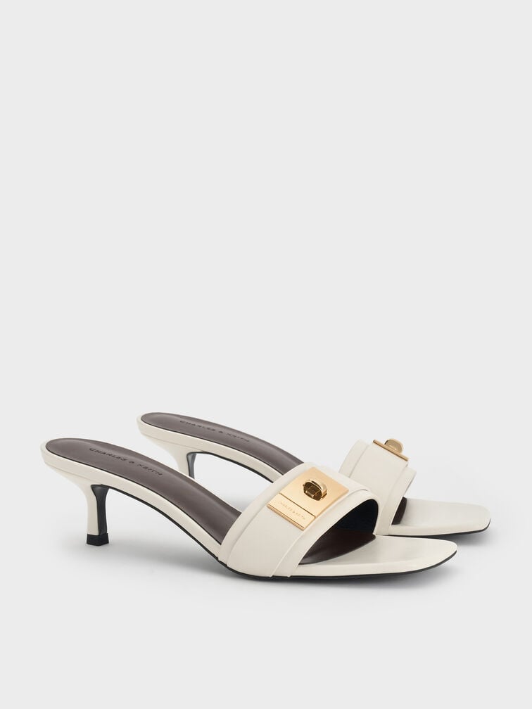 Aelin Kitten-Heel Mules, White, hi-res