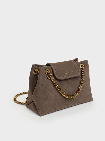 Apfra Quilted Shoulder Bag, Stone Grey, hi-res