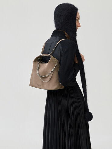 Atwood Chain Convertible Hobo Bag, Stone Grey, hi-res