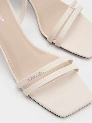 Double Strap Slingback Heeled Sandals, White, hi-res