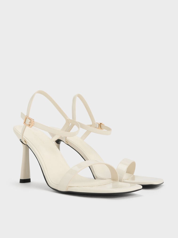 Patent Square-Toe Ankle-Strap Heeled Sandals, Chalk, hi-res