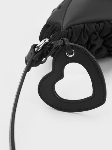Ruched Nylon Bum Bag, Black, hi-res