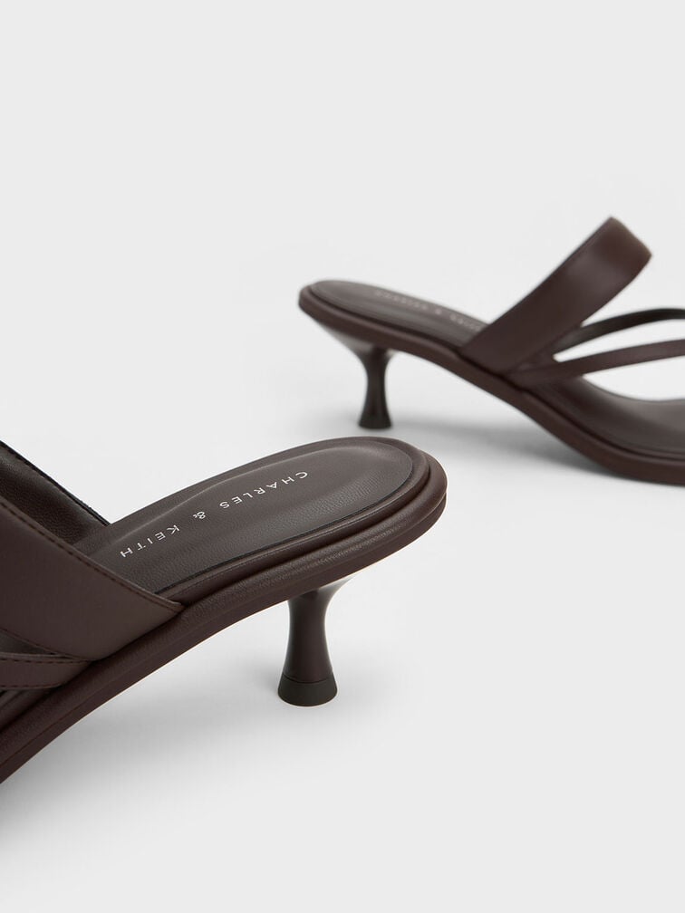 Spool Heel Thong Sandals, Brown, hi-res