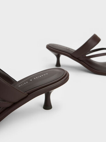 Spool Heel Thong Sandals, Brown, hi-res