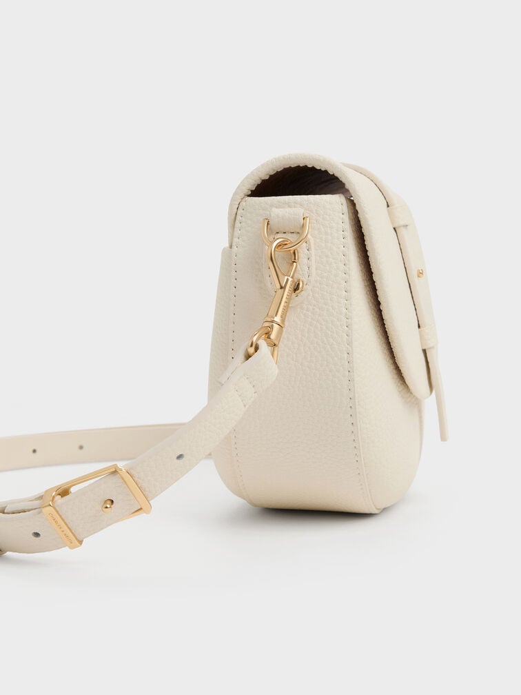 Beryl Belted Saddle Bag, Cream, hi-res