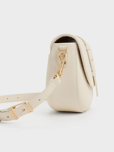 Beryl Belted Saddle Bag, Cream, hi-res