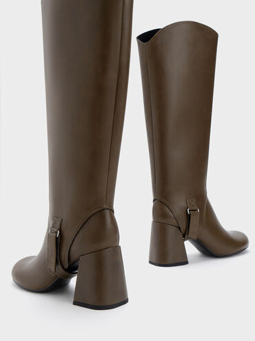 Gigi Block Heel Knee-High Boots, Dark Brown, hi-res