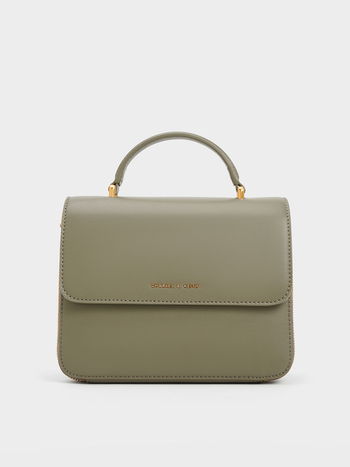 Khaki Octavia Front Flap Top Handle Bag CHARLES KEITH IN