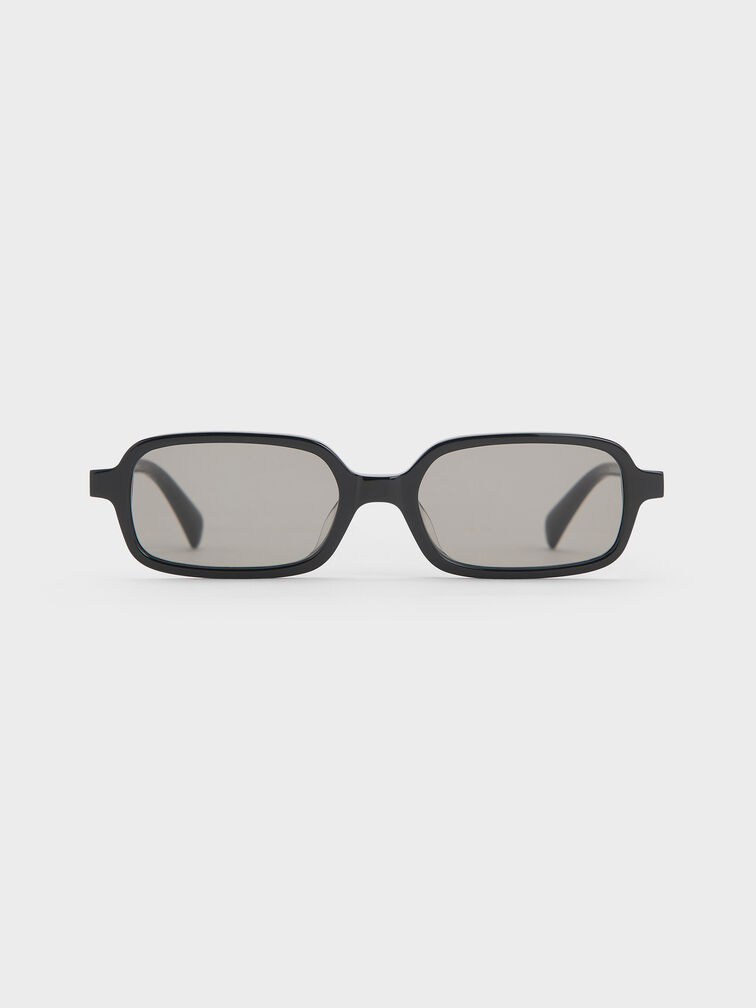 Bree Recycled Acetate Rectangular Sunglasses, Black, hi-res