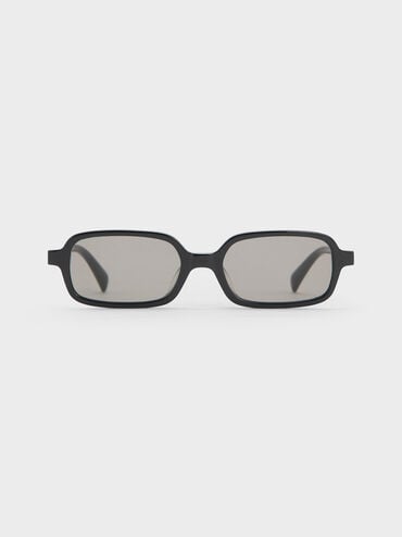 Bree Recycled Acetate Rectangular Sunglasses, Black, hi-res