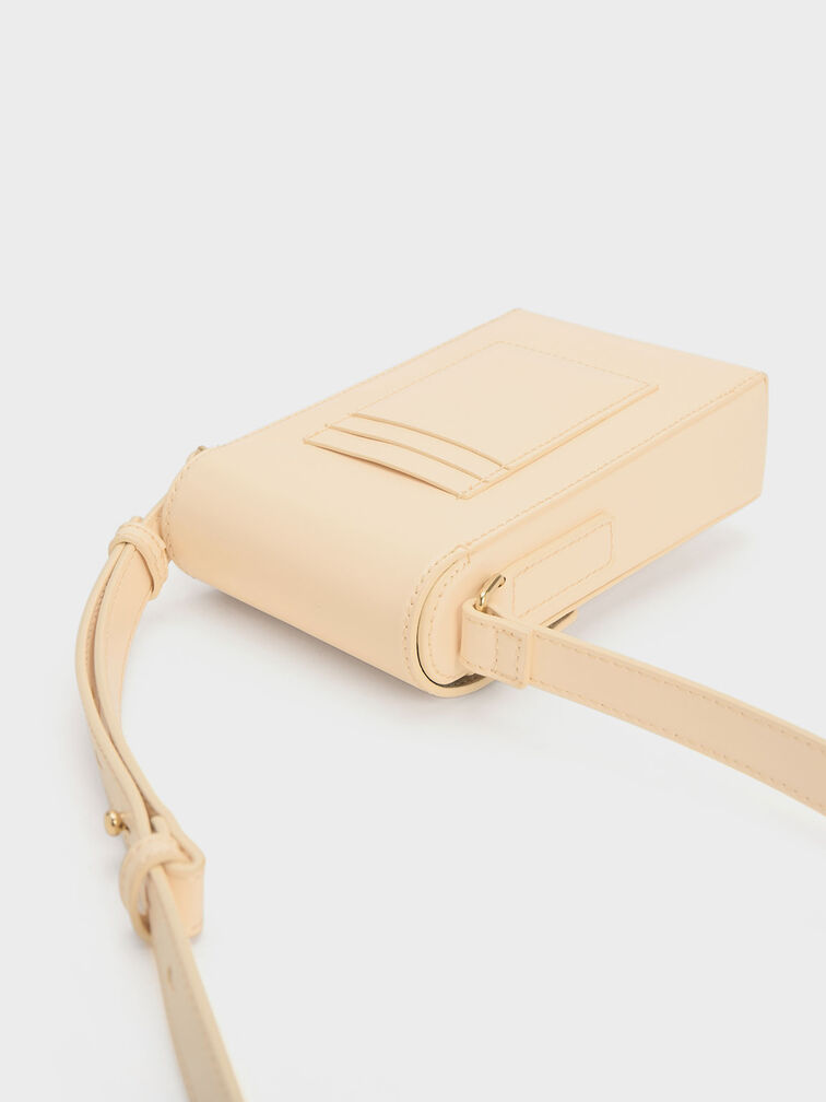 Metallic Accent Elongated Pouch, Beige, hi-res