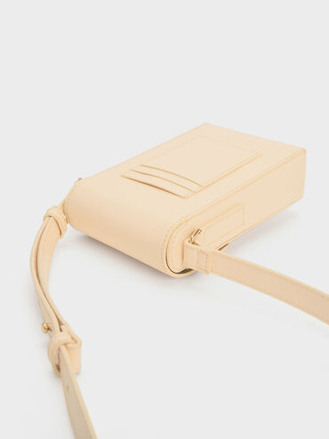 Metallic Accent Elongated Pouch, Beige, hi-res