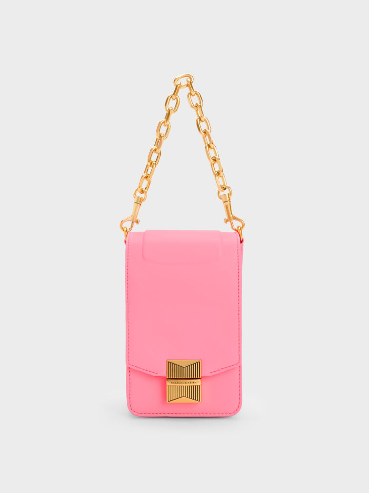 Kalinda Metallic Accent Phone Pouch, Pink, hi-res