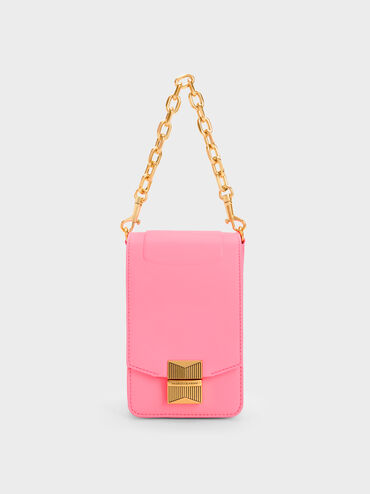 Kalinda Metallic Accent Phone Pouch, Pink, hi-res
