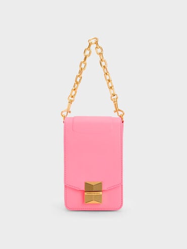 Kalinda Metallic Accent Phone Pouch, Pink, hi-res