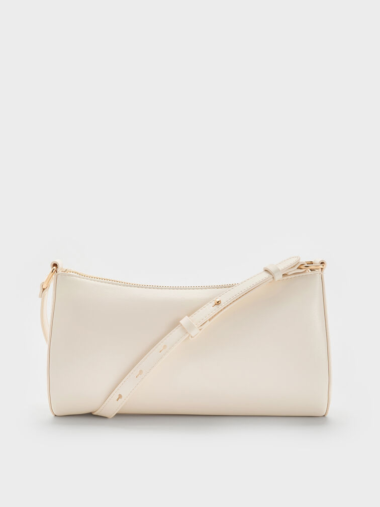 Augustine Sculptural-Detail Shoulder Bag, Cream, hi-res