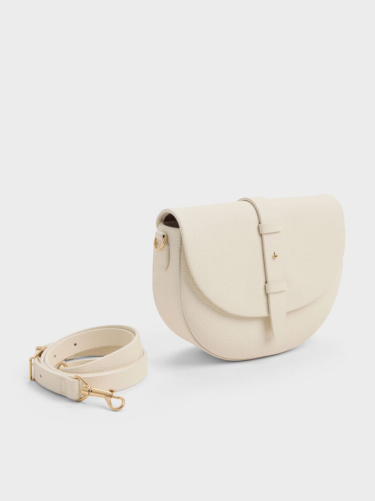 Beryl Belted Saddle Bag, Cream, hi-res