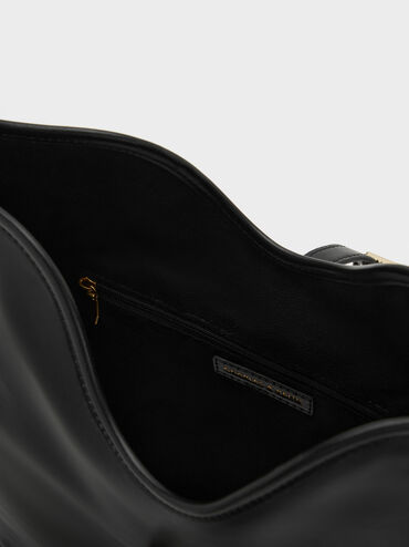 Cesia Metallic-Accent Tote Bag, Black, hi-res