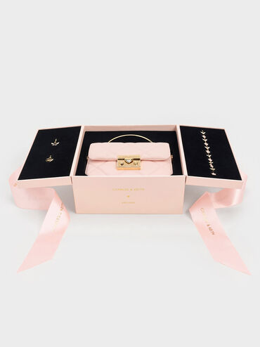 Quilted Boxy Top Handle Bag, Pink, hi-res