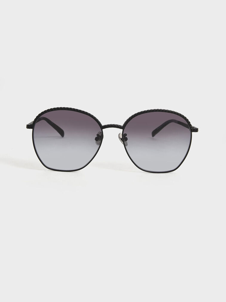 Braided Butterfly Sunglasses, Black, hi-res