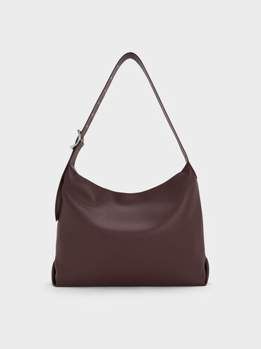 Larsen Buckle-Strap Hobo Bag, Plum, hi-res