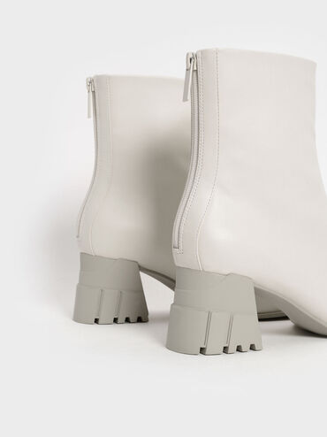 Zip-Up Block Heel Ankle Boots, Chalk, hi-res