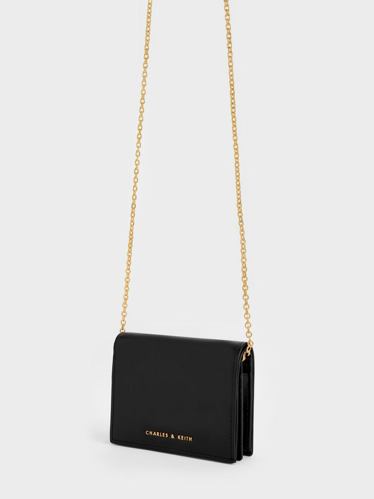 Cassia Snap Button Mini Short Wallet, Black, hi-res