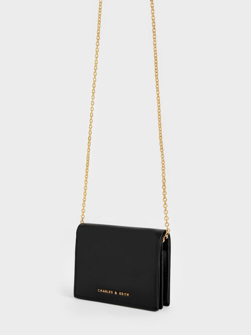 Cassia Snap Button Mini Short Wallet, Black, hi-res