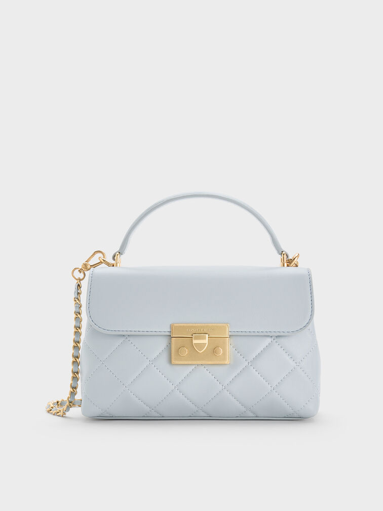 Alva Quilted Top Handle Bag, Sea Salt Blue, hi-res