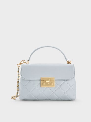 Alva Quilted Top Handle Bag, Sea Salt Blue, hi-res