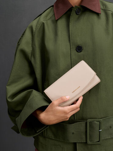 Briony Curved Flap Long Wallet, Oat, hi-res