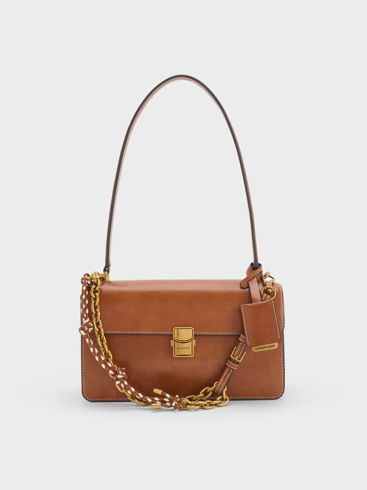 Acelynn Rope-Chain Shoulder Bag, Distressed Tan, hi-res