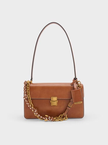 Acelynn Rope-Chain Shoulder Bag, Distressed Tan, hi-res