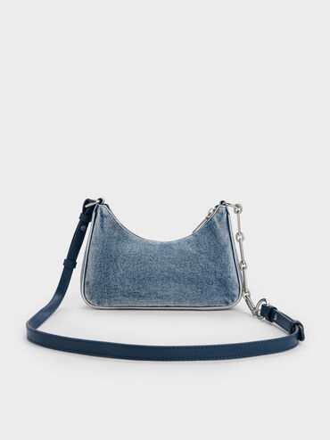 Lane Denim Chain-Strap Shoulder Bag, Denim Blue, hi-res