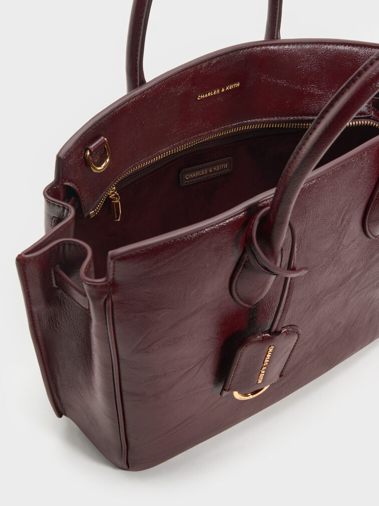 Large Ginevra Tote Bag, Wineberry Red, hi-res